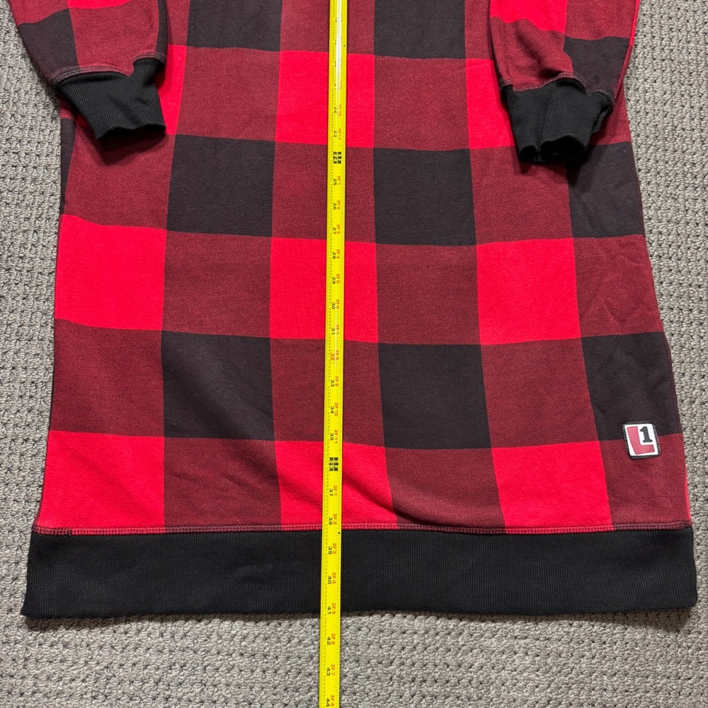 Lazy One Sleep Hoodie Women S/M Red Black Buffalo Plaid Longline Loungewear 0143 - Picture 7 of 10
